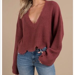 Oversized raw hem sweater